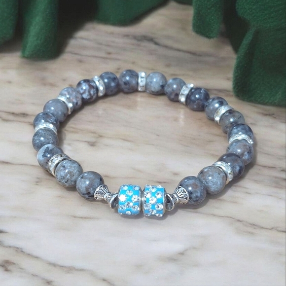 Handcrafted Flame Stone And Glass Bead Bracelet UV Reactive Stones - Picture 1 of 3